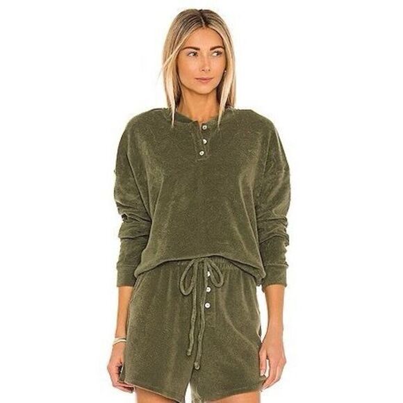 Donni Terry Henley Sweatshirt NWT NEW - Picture 1 of 8